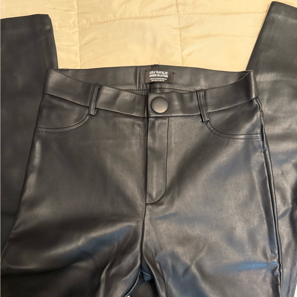 Zara Jet Black Vegan Leather Trousers